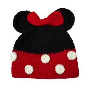 Kids Crochet Minnie Mouse Bow Beanie Hat